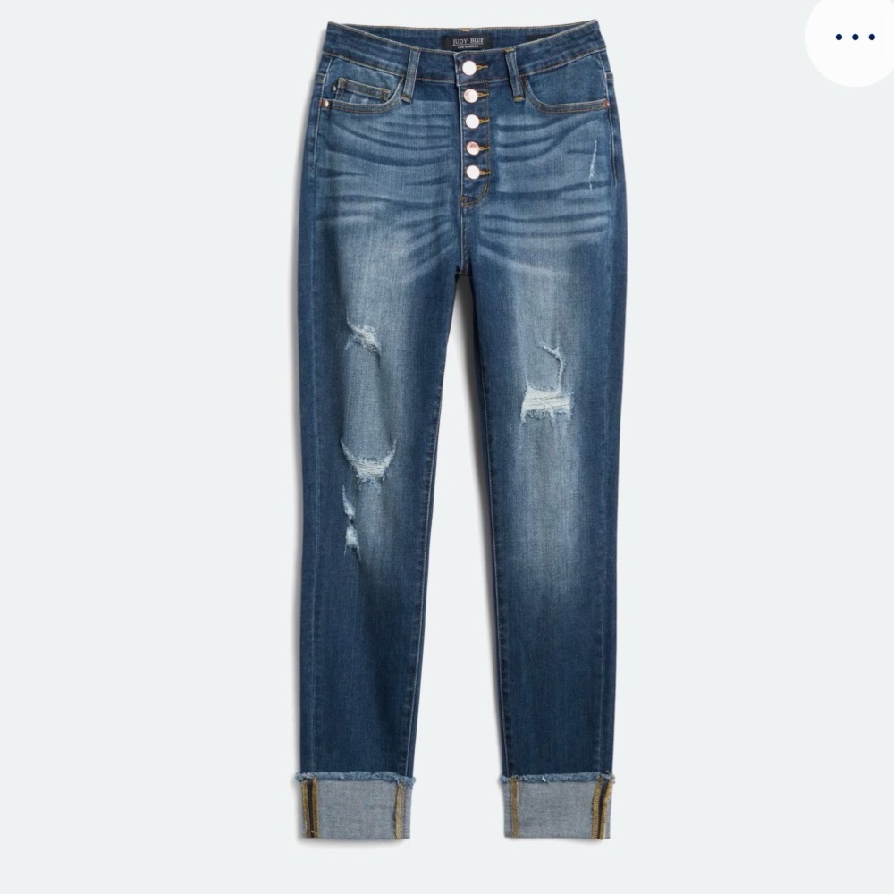 Judy Blue Dark Wash Distressed High-Rise Skinny Jeans
